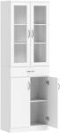 HOMCOM Dulap de Bucătărie Înalt 180 cm cu Uși din Sticlă Soft-Close, Sertar și 2 Dulapuri, Polițe Reglabile, Alb | Aosom Romania (83A-445V90WT) Bufet