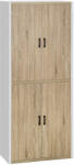 HOMCOM Dulap pentru Bucătărie cu 4 Rafturi Reglabile, 4 Uși și Dispozitiv Anti-Răsturnare, 80x40x182 cm, Lemn Natural | Aosom Romania (835-631) Bufet