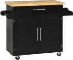 HOMCOM Cărucior de bucătărie Servierwagen Insula de bucătărie, 1 Suport pentru condimente, 1 Suport pentru prosoape, 109 cm x 40 cm x 89 cm, Negru | Aosom Romania (801-178V90BK)