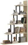 HOMCOM Bibliotecă raft separator de încăperi de stil industrial în formă de scară cu 5 rafturi 102 x 30 x 160 cm culoare stejar | Aosom Romania (836-146V00AK) Biblioteca