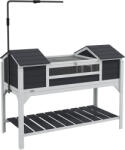PawHut Casă pentru țestoase terestre de exterior incintă pentru țestoase 2 ascunzători suport de lampă reglabil lemn masiv 122 x 56, 5 x 93 cm gri | Aosom Romania (D40-035V01GY)
