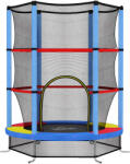 HomCom Saltea Elastică pentru Copii 3-6 Ani cu Plasă de Protecție, 6 Stâlpi și 3 Intrări, Ø140x190 cm, Multicolor | Aosom Romania (342-032V01MX)