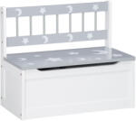 ZONEKIZ Cufar jucarii moderna 2 in 1, scaun pentru copii lada depozitare jucarii, MDF si lemn de pin, 60x30x50 cm, alb si gri | Aosom Romania (312-095V00GY)