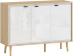 HOMCOM Bufet Modern cu 3 Uși și Raft Reglabil 107x35x77cm Alb și Stejar | Aosom Romania (83B-494V01WT) Bufet