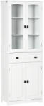 HOMCOM Bufet de Bucătărie cu 2 Dulapuri și Sertar, Mobilier de Bucătărie cu Uși și Rafturi Reglabile, 60x30x160 cm, Alb | Aosom Romania (835-926V80WT) Bufet