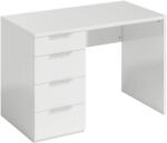 HomCom Birou Compact, 110x61.5x75 cm Birou Modern cu 4 Sertare, Masă pentru Computer, Cameră și Birou, Alb Lucios | Aosom Romania (836-678V00WT)