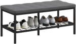 HomCom Banc de pantofi cu pernă rembursată și raft de depozitare, banc de intrare pentru hol, cameră, 90x41x40 cm, gri | Aosom Romania (837-521V00GY) Pantofar