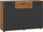 HOMCOM Bufet pentru living, mobilier de depozitare cu 4 dulapuri, sertare și rafturi reglabile, dim. 120 x 35 x 85 cm, maro și negru | Aosom Romania (839-953V00BN) Bufet