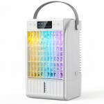 HomCom Ventilator de birou cu lumină RGB, nebulizator și umidificator cu 4 viteze, rezervor de apă de 1, 5 L, Alb | Aosom Romania (824-148V00WT)
