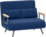 HOMCOM Canapea Pat de 2 Locuri cu Spătar Reglabil pe 5 Nivele și 2 Perne din Material Capitonat, 102x73x81 cm, Albastru | Aosom Romania (839-835V00BU) Canapea