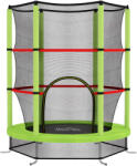 HomCom Saltea Elastică pentru Copii 3-6 Ani cu Plasă de Protecție, 6 Stâlpi și 3 Intrări, Ø140x190 cm, Verde | Aosom Romania (342-032V01GN)