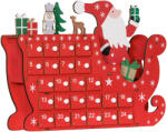 HOMCOM Calendar de Advent de umplut din lemn, decorațiune de Crăciun cu 24 sertare, Moș Crăciun și sanie, 22, 5x8x36cm, roșu | Aosom Romania (830-872V80RD)