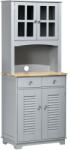 HOMCOM Bufet pentru bucatarie, Mobilier din lemn, dulap de bucatarie in stil clasic, Gri, 68x39.5x170cm | Aosom Romania (835-276V00GY) Bufet