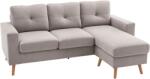 HOMCOM Canapea colțar în material textil de lin, 193 cm formă L, design scandinav pentru living, apartament, spațiu mic, gri deschis | Aosom Romania (833-850V01LG) Canapea