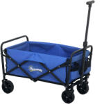 Outsunny Trolley de 62L pentru Festivaluri pe Roți, Cărucior de Grădină Pliabil, Wagon Compact cu Capacitate 120kg, Mâner Reglabil și Geantă pentru Plajă, Camping, Festivaluri, Albastru | Aosom Romania (84H-36