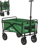 Outsunny Carucior cu rotile pliabil carucior de transport cu rotile incarcare 40 kg maner ajustabil 83 x 50 x 99 cm verde inchis | Aosom Romania (845-342)