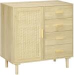 HOMCOM Bufet rotin cu dulapuri cu ușă cannage și 4 sertar, 80 x 38 x 80, 5 cm, efect lemn natural | Aosom Romania (838-370V00ND) Bufet