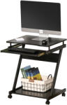 HomCom Birou cu suport pentru PC si tastatura, cu 4 roti, negru 60x48x73cm HOMCOM | Aosom RO (836-293BK)
