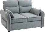 HOMCOM Canapea 2 locuri, canapea de living din velur egiptean, 2 perne incluse, buzunar lateral, 136 x 81 x 90 cm, gri | Aosom Romania (83B-534V03GY) Canapea