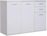 HOMCOM Dulapior Multifuncțional cu 3 Uși și 2 Sertare, Design Modern, Lemn Granulat, Alb, 106x35x76cm | Aosom Romania (837-003) Bufet