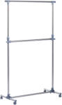 HOMCOM Cuier pentru haine cu inaltime si extensie reglabile, 165 x 48 x 180 cm, Inox / ABS, Argintiu / Gri | Aosom Romania (850-011)