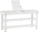 HomCom Banc pentru pantofi din lemn cu 3 niveluri cu rafturi de depozitare și compartiment ascuns, 90 x 29 x 45 cm, alb | Aosom Romania (837-054WT) Pantofar