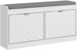 HomCom Banc pentru pantofi, banc de depozitare, șezut căptușit, sertar rabatabil, ușă cu model 106 x 24 x 52, 5 cm, alb | Aosom Romania (837-448V80WT) Pantofar