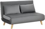 HOMCOM Canapea cu funcție de dormit Canapea de relaxare Sofa Canapea, inclusiv 2 perne, aspect de catifea, 130 x 78 x 79 cm, Gri | Aosom Romania (839-874V00GY) Canapea