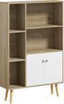 HOMCOM Bibliotecă scandinavă mobilier de depozitare dim. 80L x 23, 5l x 123H cm 5 nișe ușă placard 2 picioare subțiri inclinate | Aosom Romania (836-114V00AK) Biblioteca