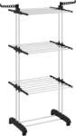 HOMCOM Uscător de Rufe Tip Turn cu 4 Niveluri, Suport pentru Uscat Rufe cu Aripi Laterale Pivotante și 4 Roți, 73x64x177 cm, Negru (850-208V00BK)