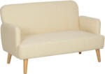 HOMCOM Canapea de două locuri, compactă, material prietenos cu pielea, până la 240 kg, 130x74x79 cm, alb crem | Aosom Romania (83B-056V00CW) Canapea