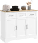 HOMCOM Bufet Modern din MDF și PAL cu Raft Reglabil, Dulap Multifuncțional cu 3 Sertare și 3 Uși, 101x39x82 cm, Alb | Aosom Romania (835-896V81WT) Bufet