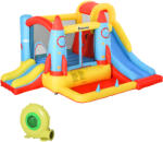 Outsunny Castel Gonflabil cu 2 Tobogane Trambulina și Piscina pentru Copii +3 Ani cu Inflator și Geantă de Transport pentru Interior Exterior 330x265x185 cm Multicolor | Aosom Romania (342-025V90) Castel gonflabil