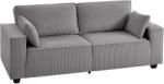 HOMCOM Canapea 3 locuri 218 cm, canapea modernă côtelată cu tapițerie cu arcuri în buzunar, brațe late și 2 perne, gri deschis | Aosom Romania (83B-784V00LG) Canapea