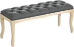 HOMCOM Bancă capitonată stil clasic 110 cm, capăt de pat tapitat cu in, picioare din lemn de hevea sculptat, Lin Gri | Aosom Romania (837-178CG)