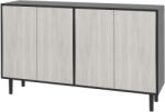 HOMCOM Bufet Modern cu 2 Dulapuri și Raft Reglabil, Mobilier Bucătărie cu 4 Uși și Picioare din Pin, 121x37x75 cm, Negru | Aosom Romania (83A-061V80BK) Bufet
