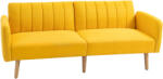 HOMCOM Canapea extensibilă 2 locuri modernă 173x75x73 cm Canapea pliabilă tapițată cu material sintetic cu aspect de in, spătar reglabil în 3 trepte și cotiere detașabile pentru living/birou Galben | Aosom R Canapea