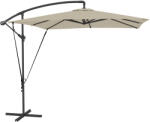 Outsunny Umbrelă de Grădină Suspendată 2.47x2.47 m, Umbrelă de Exterior cu Bază în Cruce, Corzi Antivânt, Bej | Aosom Romania (84D-396V00KK)