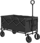 Outsunny Cărucior de Grădină de 160L cu 4 Roți, Geantă Extensibilă, Mâner Rotativ și Reglabil, 95x55x102 cm, Negru | Aosom Romania (84H-314V00BK)