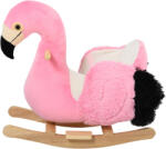 HomCom Balansoar Flamingo pentru Copii, Leagăn Moale din Pluș pe Structură de Lemn, Jucărie Interactivă 60x33x52cm Roz | Aosom Romania (330-100) Balansoar calut