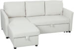 HOMCOM Divan Extensibil pentru 3 Persoane cu Șezlong Convertibil, Divan Rabatabil cu Compartiment de Depozitare și 3 Perne Detașabile, Material Textil cu Efect de In, Living, 192x148x86cm, Crem | Aosom Roman Canapea