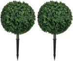 HOMCOM Buxus artificial set de 2, realist, rezistent la intemperii, ușor de întreținut, 70 cm | Aosom Romania (830-933V00GN)