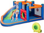 Outsunny 4 in 1 pentru copii Tobogan de apa Bounce House tobogan, trambulina, piscina, pentru copii de 3-8 ani (342-059V90) Castel gonflabil