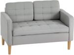 HOMCOM Canapea cu Două Locuri cu Spațiu de Depozitare, Butoniera, Perne, Lemn de Cauțiuc, 117x62x78 cm, Gri Deschis | Aosom Romania (839-032V00LG) Canapea