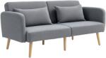 HOMCOM Canapea convertibilă 3 locuri design clic clac spătar reglabil și brațe reglabile material efect de lin gri | Aosom Romania (839-972V00GY) Canapea