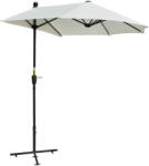 Outsunny Umbrelă Semicirculară Dublă de Perete cu Deschidere cu Manivelă și Suport în Cruce, 200x190x240 cm, Crem | Aosom Romania (84D-175CW)