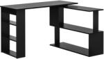HomCom Birou pentru Calculator de Colț cu Design Rotativ în Formă de L și 5 Rafturi, 120x110x74.5 cm, Negru | Aosom Romania (836-074BK)