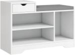 HomCom Mobilier și banc pentru pantofi 1 sertar și 3 compartimente, capacitate 5 perechi MDF, 76, 5L x 30A x 52Î cm | Aosom Romania (837-439V80WT) Pantofar