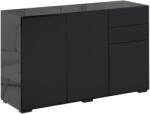 HOMCOM Dulap Versatil Negru, 2 Sertare și 2 Dulapuri cu Deschidere Prin Apăsare, pentru Spații Moderne, 117x36x74cm | Aosom Romania (838-077BK) Bufet