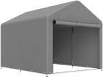 Outsunny 2x2.4 m Cort pentru Depozitare în Grădină, Cort Garaj cu Acoperire Impermeabilă, Ușă Rulabilă cu Fermoar, pentru Biciclete și Unelte, Metal Zincat, Gri Deschis | Aosom Romania (84H-516V00LG)
